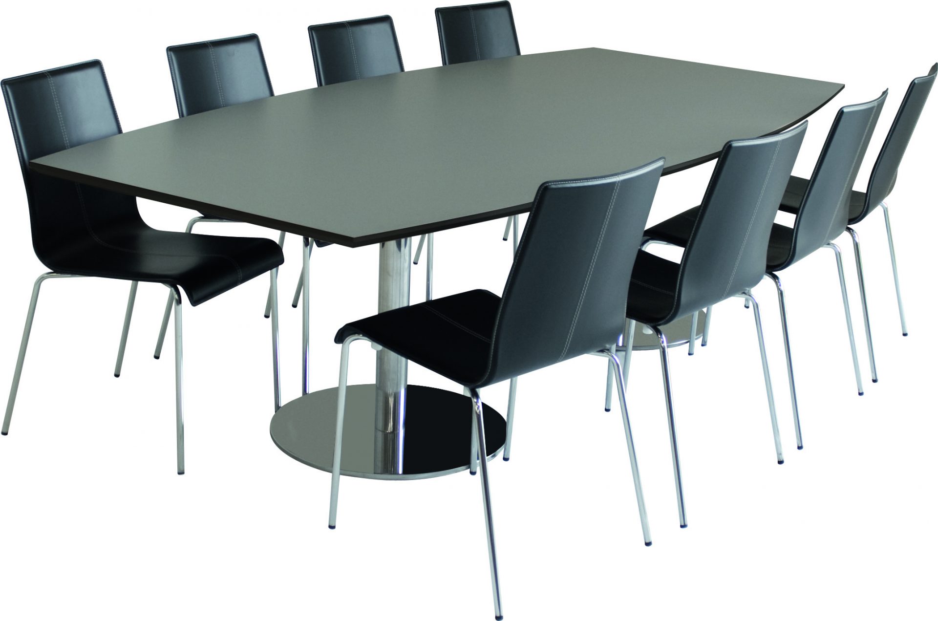 Her ser du et af vores mange forskellige borde, med søjlestel 4431 og Kuadra 1281 stol